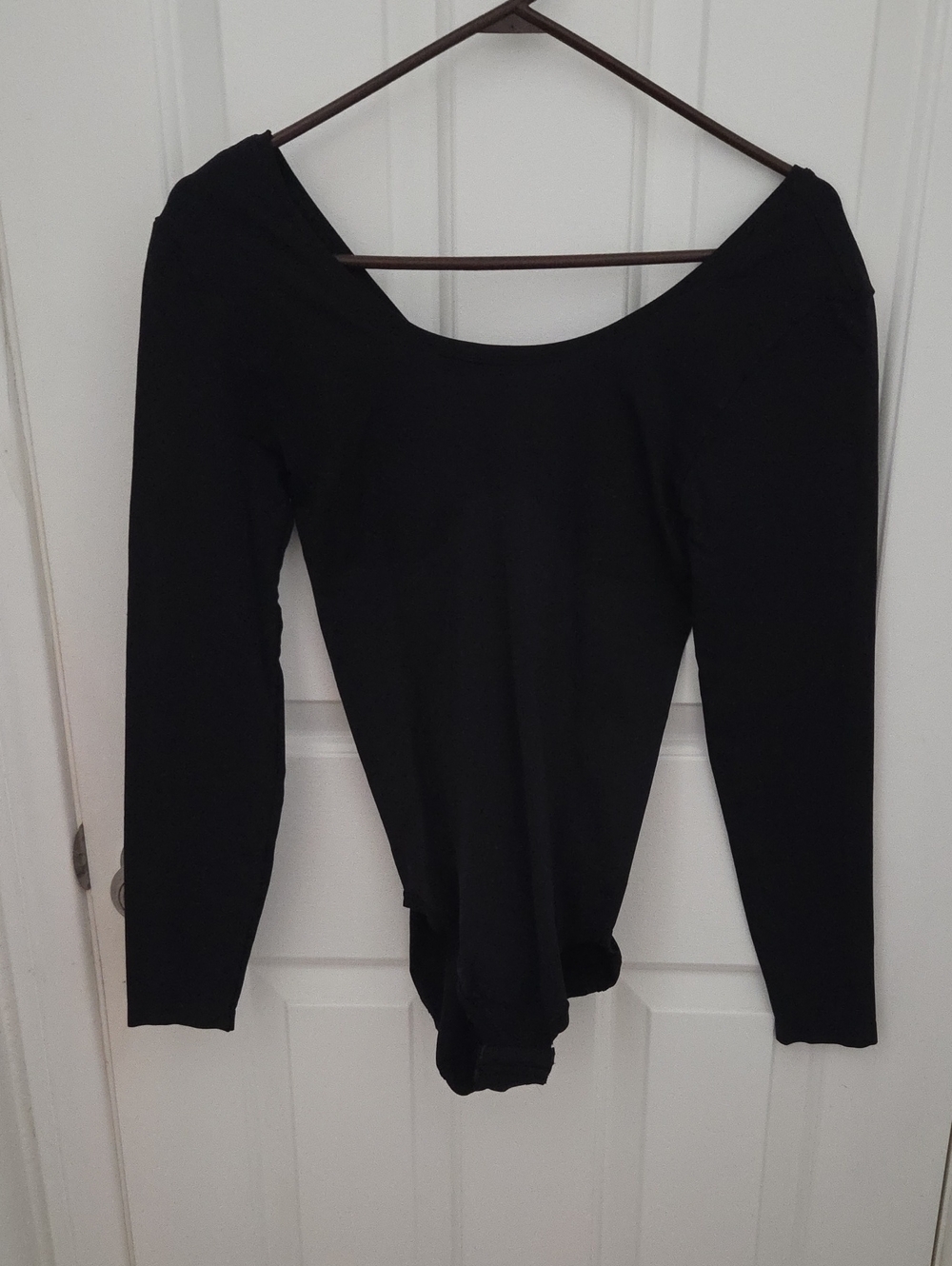 SPANX Black Long-Sleeve Scoop-Neck Bodysuit